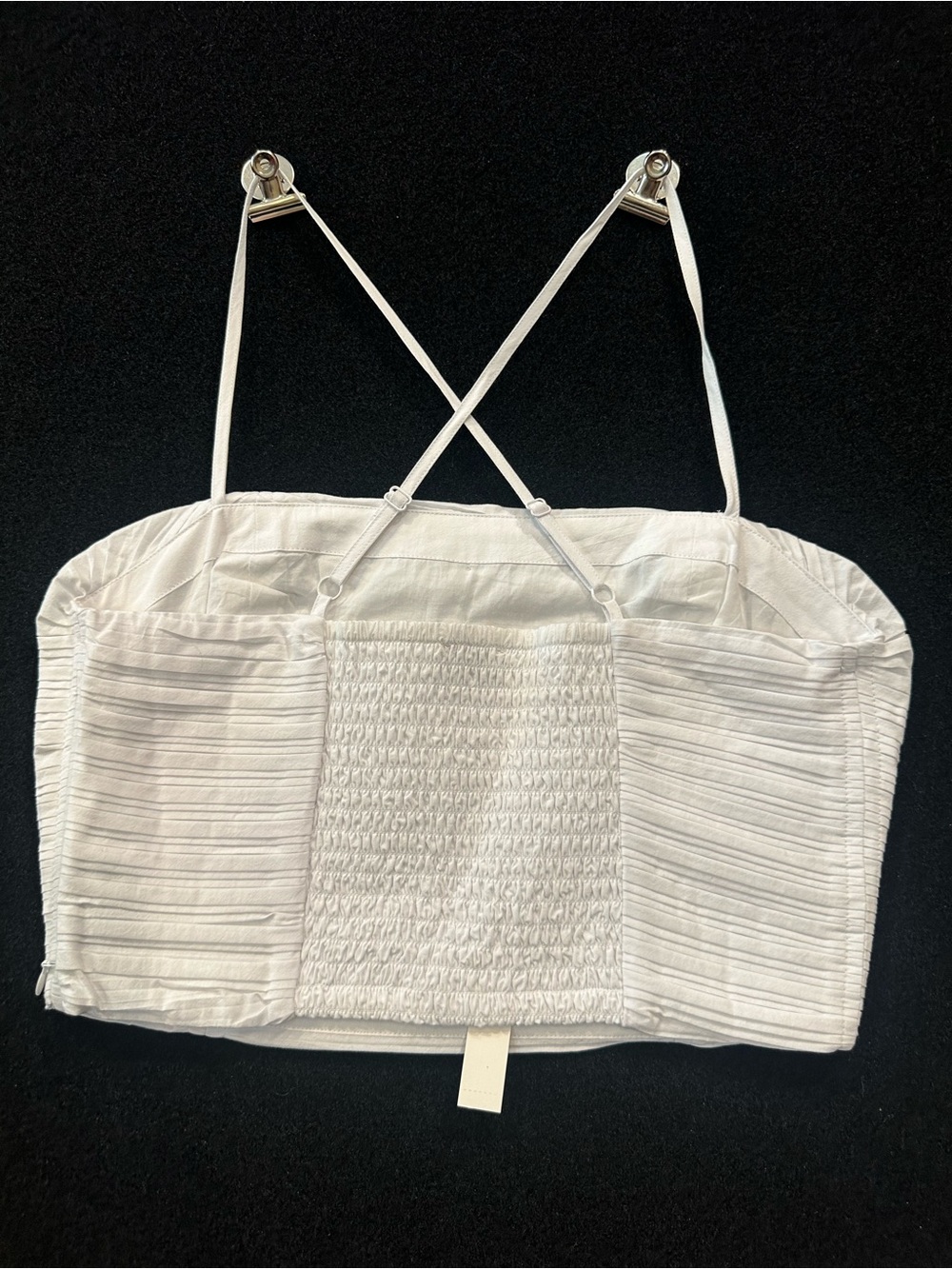 Madewell White Ruched Crop Camisole with Cross Back Straps - Picture 3 of 6